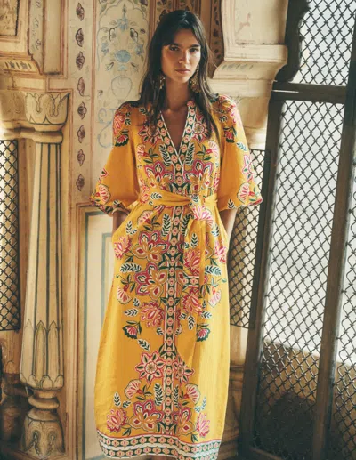 Boden Women's Octavia Linen Dress In Yellow | Size 20/22