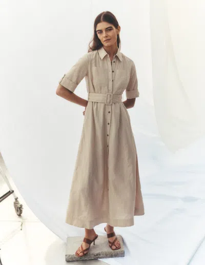 Boden Women's Ora Linen Blend Shirt Dress In White | Size 22 In Neutral