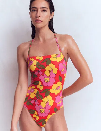 Boden Women's Paros Bandeau Swimsuit | Size 16 In Red