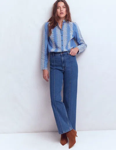 Boden Women's Pintuck Column Leg Jeans In Blue | Size 25