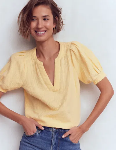 Boden Women's Pleat Detail Double Cloth Top In Yellow | Size 20