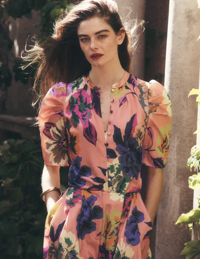 Boden Women's Pleated Mutton Sleeve Top | Size 10 In Multi