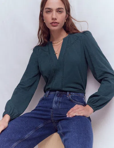 Boden Women's Poppy Long Sleeve Top In Blue | Size 16