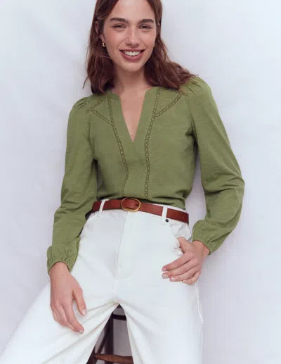 Boden Women's Poppy Long Sleeve Top In Green | Size 10