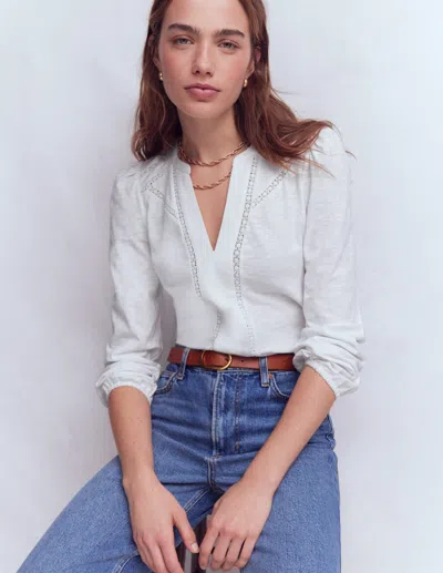 Boden Women's Poppy Long Sleeve Top In White | Size 20/22