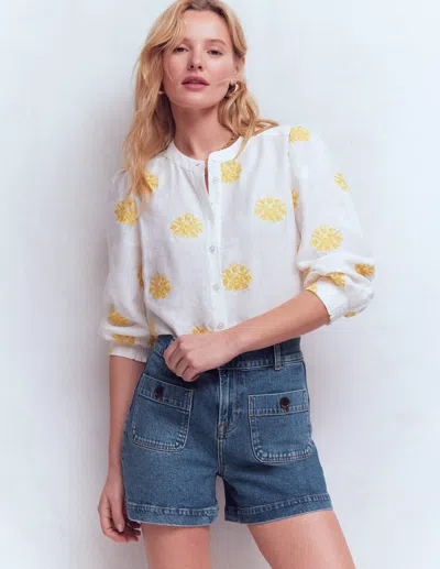 Boden Women's Primrose Denim Shorts In Blue | Size 16/18 In White