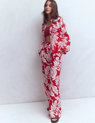 Boden Women's Puff Sleeve Linen Shirt In Red | Size 20/22