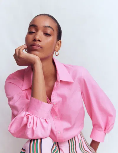 Boden Women's Puff Sleeve Oxford Shirt In Pink | Size 22