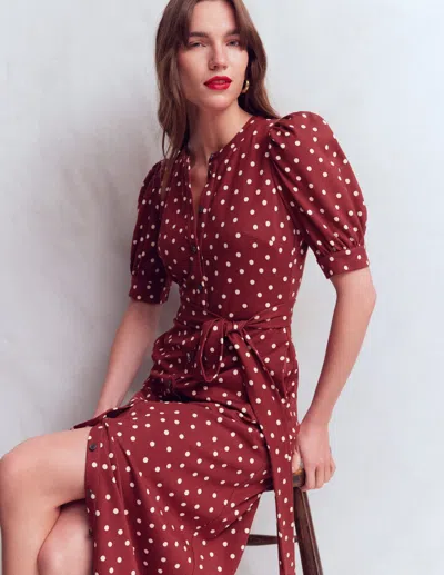 Boden Women's Puff Sleeve Ponte Shirt Dress In Red | Size 22 In Purple