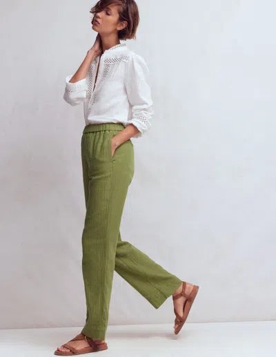 Boden Women's Pull-on Double Cloth Pants In Green | Size 8