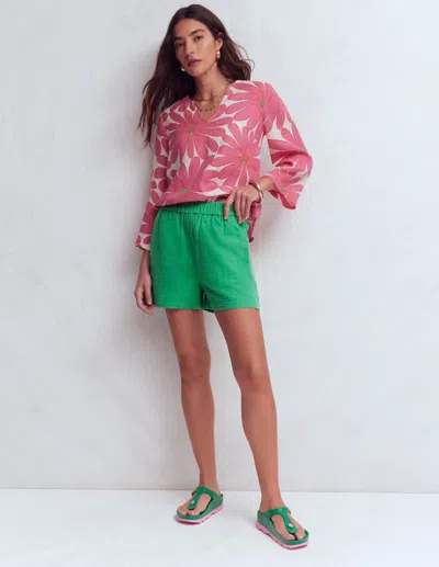 Boden Women's Pull-on Double Cloth Shorts In Green | Size 22