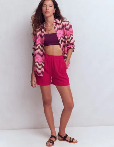 Boden Women's Pull-on Double Cloth Shorts In Pink | Size 16/18