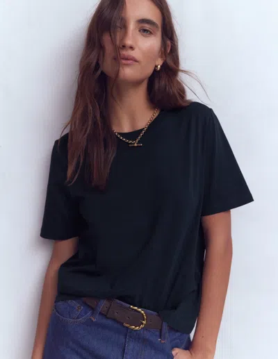 Boden Women's Ren Cotton Crew Neck T-shirt In Blue | Size Xl