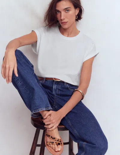 Boden T-shirt Mit Umschlag-ärmelbündchen In Weiss | Grösse 42 In White