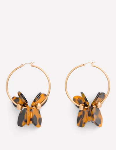 Boden Women's Resin Flower Hoops In Brown In Pattern