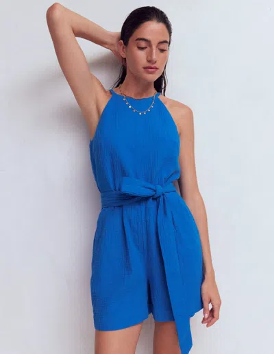 Boden Women's Rosa Double Cloth Playsuit In Blue | Size 22