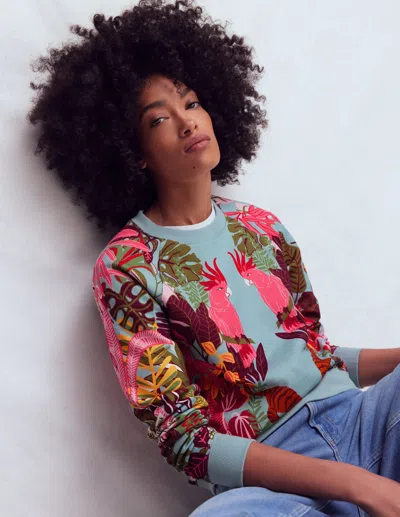 Boden Women's Rosa Printed Sweatshirt In Blue | Size Medium