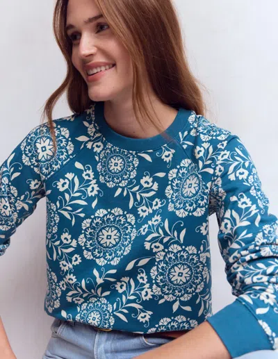 Boden Women's Rosa Printed Sweatshirt In Blue | Size Xl