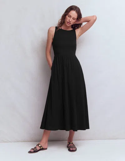 Boden Women's Saoirse Smocked Jersey Dress In Black | Size 14