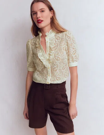 Boden Women's Sasha Short Sleeve Lace Top In White | Size 20 In Neutral