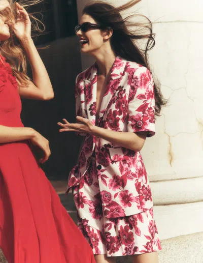 Boden Women's Short Sleeve Cotton Blazer In Pink | Size 18