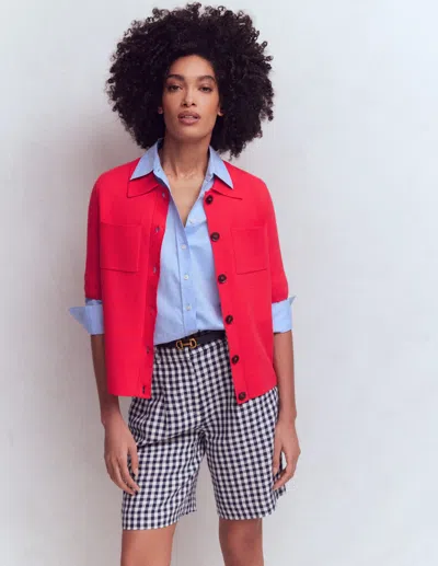 Boden Women's Short Sleeve Knit Shirt In Red | Size Medium