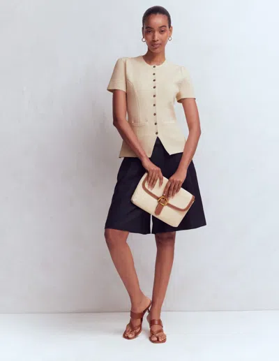 Boden Women's Short Sleeve Knitted Jacket In White | Size 22 In Neutral