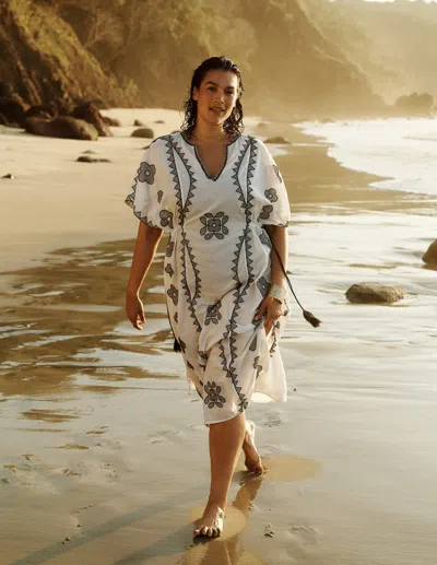 Boden Women's Side Tie Kaftan Dress In White | Size 20