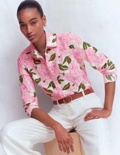 Boden Sienna Floral Print Cotton Button-up Shirt In Pink