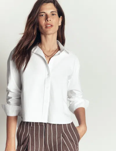 Boden Women's Sienna Cropped Cotton Shirt In White | Size 4