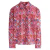 Boden Women's Sienna Silk Shirt In Pink Botanical Wave In Multi