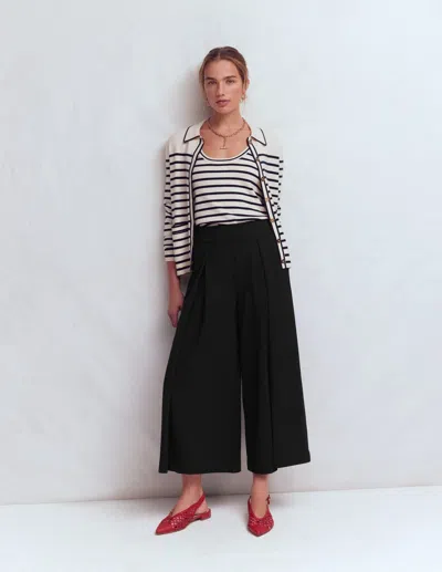 Boden Women's Single Pleat Ponte Culotte In Black | Size 12