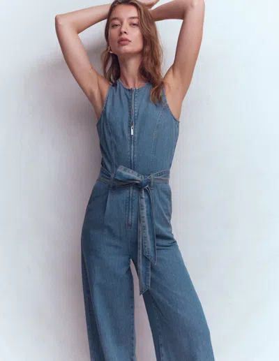 Boden Women's Sleeveless Denim Jumpsuit In Blue | Size 20/22