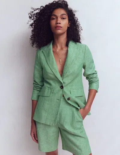 Boden Women's Stamford Linen Blazer In Green | Size 10