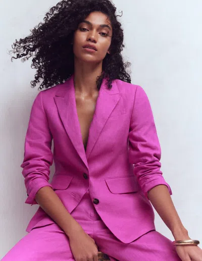 Boden Women's Stamford Linen Blazer In Purple | Size 16/18