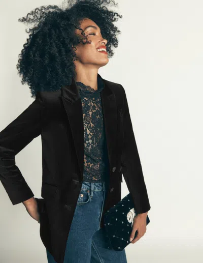 Boden Women's Stamford Velvet Blazer In Black | Size 4