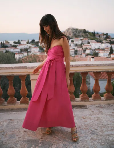 Boden Women's Strapless Taffeta Dress In Pink | Size 22