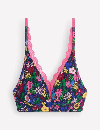 Boden Women's Stripe & Stare Lace Plunge Bra | Size Xs In Multicolor