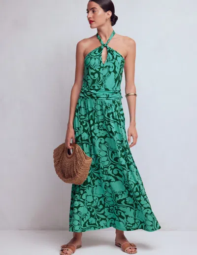 Boden Women's Sydney Twist Neck Jersey Dress In Green | Size 22