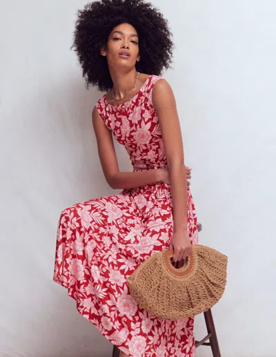Boden Women's Tamsin Jersey Midi Dress In Red | Size 16 In Multi