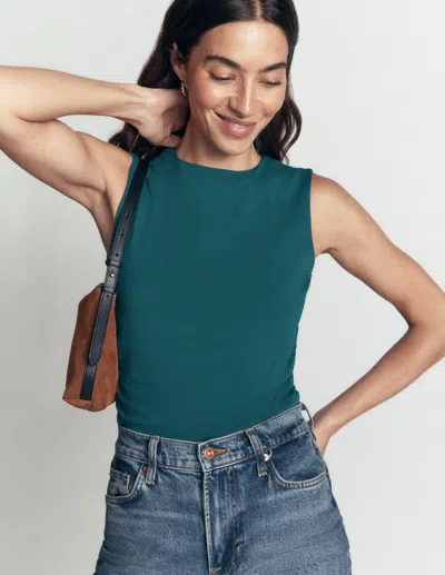 Boden Women's Tia Sleeveless Ruch Jersey Top In Green | Size 16/18
