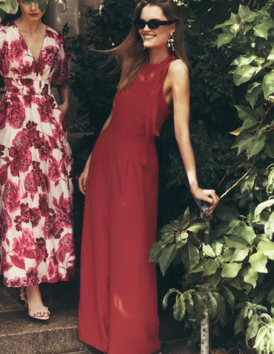 Boden Women's Tie Halter Neck Jumpsuit In Brown | Size 22