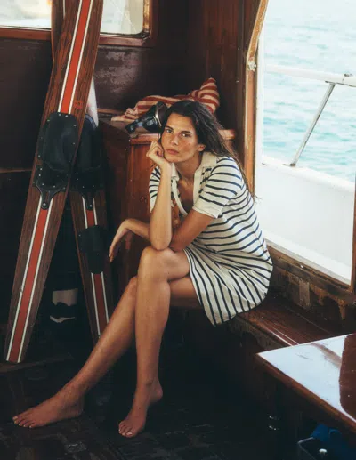 Boden Women's Tilda Jersey T-shirt Dress In Blue | Size 20 In Neutral