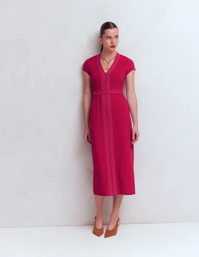 Boden Women's Topstitch Ponte Work Dress In Pink | Size 20
