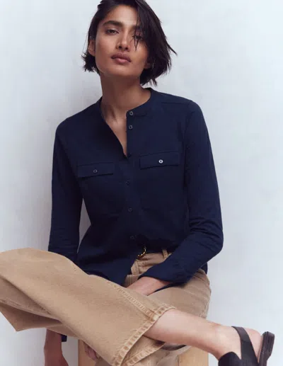 Boden Women's Topstitched Pocket Shirt In Blue | Size 20/22