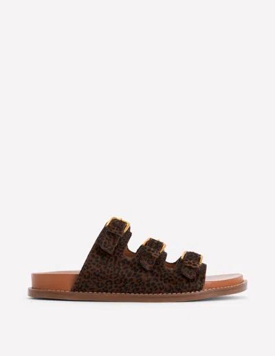 Boden Women's Triple Strap Footbed Sandal In Brown | Size 42