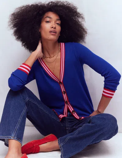 Boden Women's V Neck Longline Cardigan In Blue | Size Medium