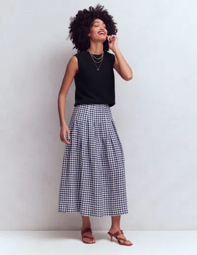 Boden Women's Valentina Linen Skirt In Blue | Size 22