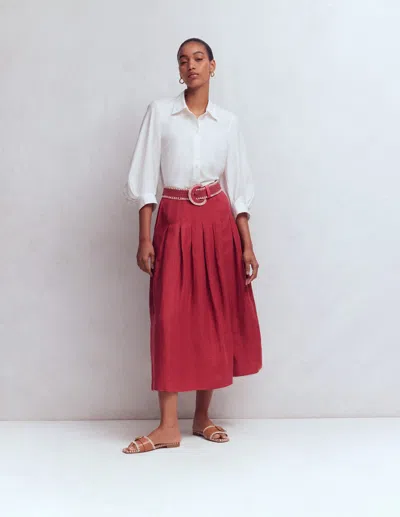 Boden Women's Valentina Linen Skirt In Brown | Size 20 In Red