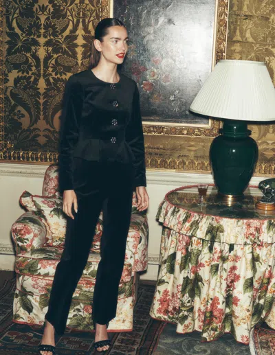 Boden Women's Velvet Waisted Jacket In Black | Size 4